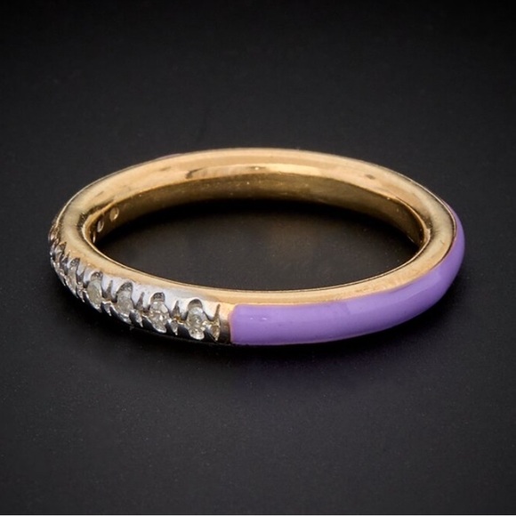 18K Italian Gold Vermeil 0.12 ct. tw.
Diamond Enamel Ring - Picture 2 of 8